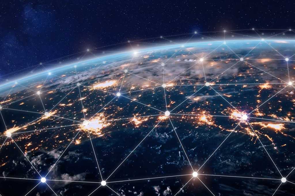 1 network internet connected grid earth power satellite view