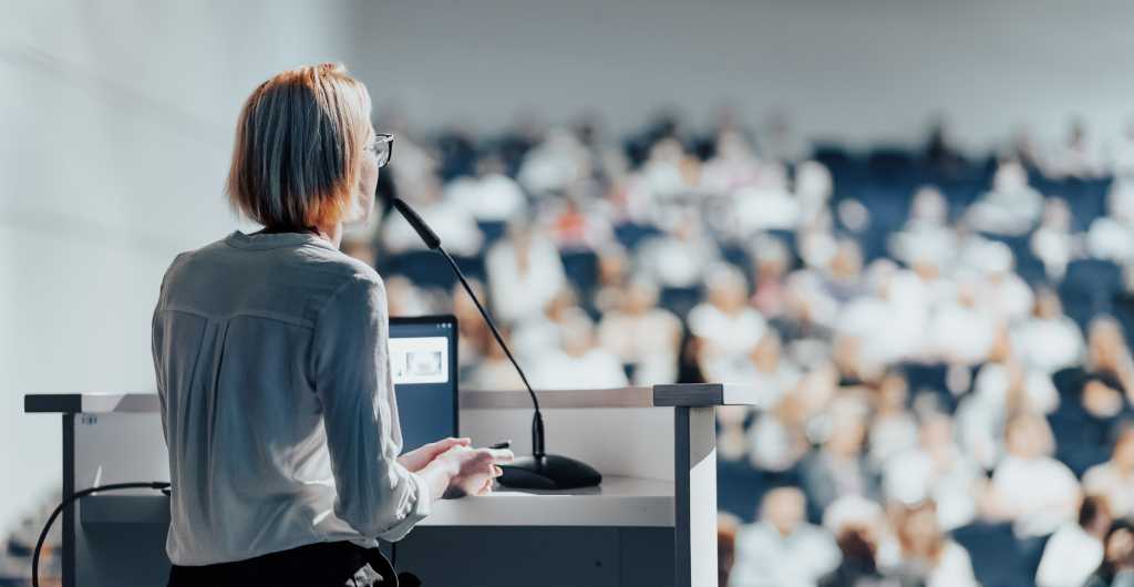 woman presenter at tech conference