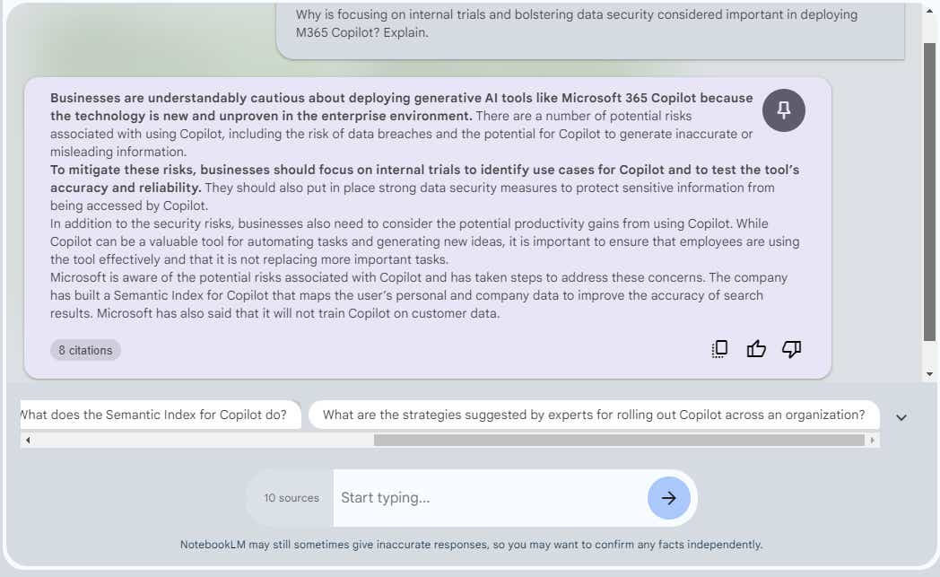 google notebooklm 08 query response