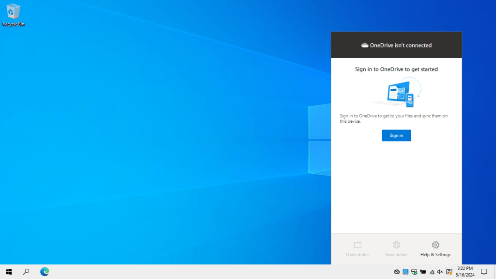 onedrive app in windows - signing in