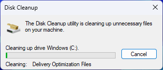 disk cleanup in progress