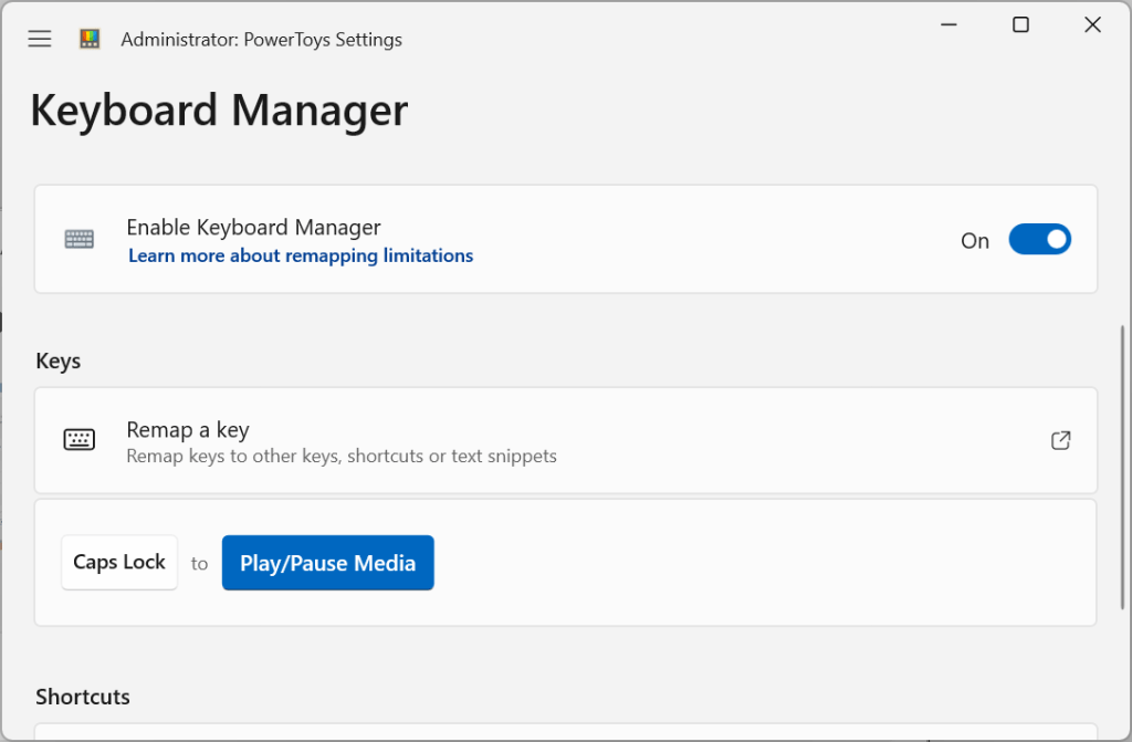 Windows PowerToys: Keyboard Manager